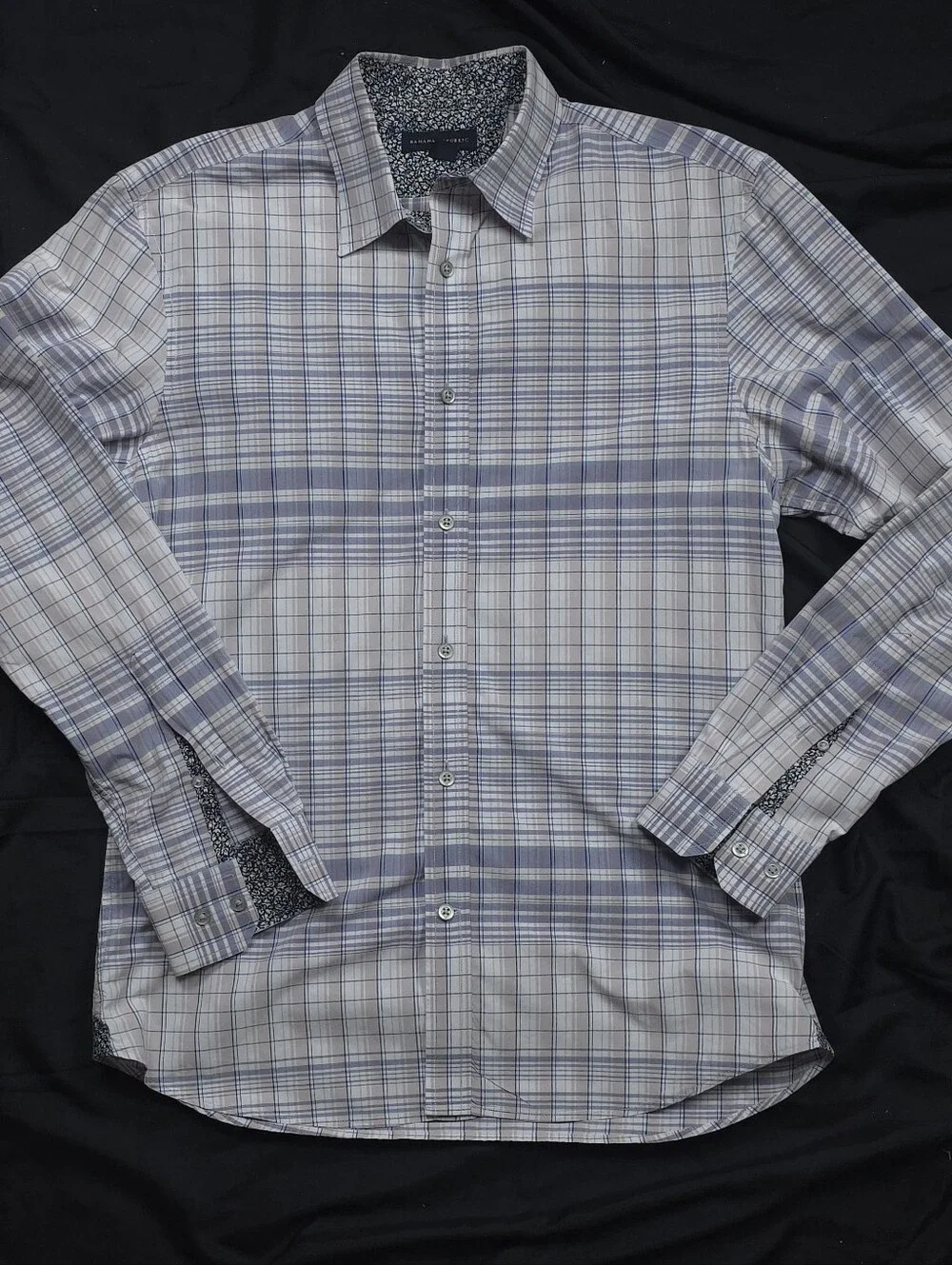 Banana Republic Mens M Plaid Long Sleeve Button Down Shirt Blue Gray Cotton